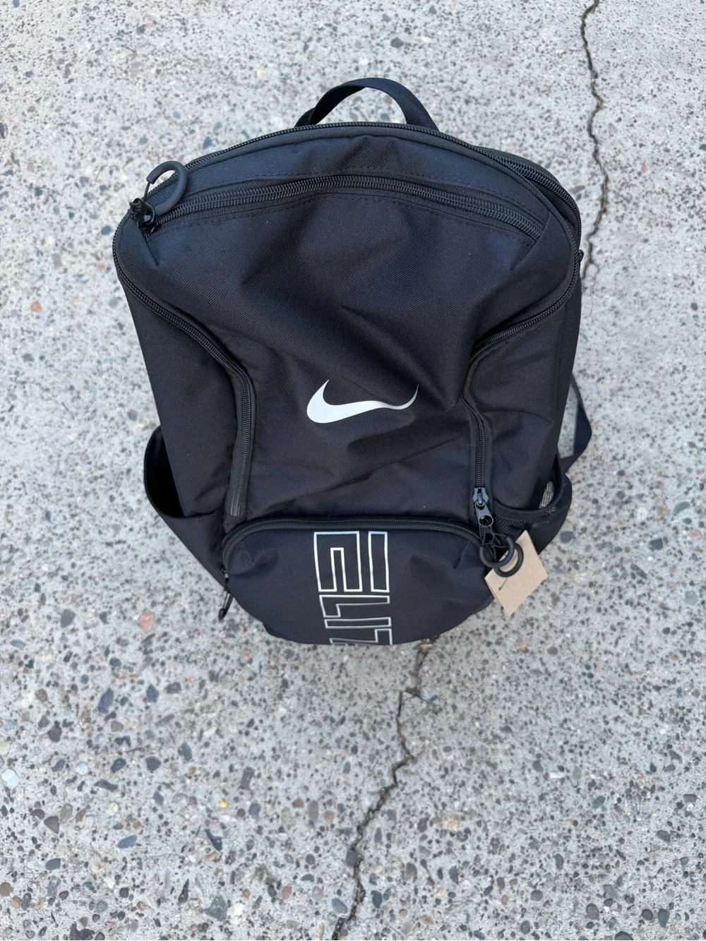Nike Black Men's Elite Backpack with White Swoosh